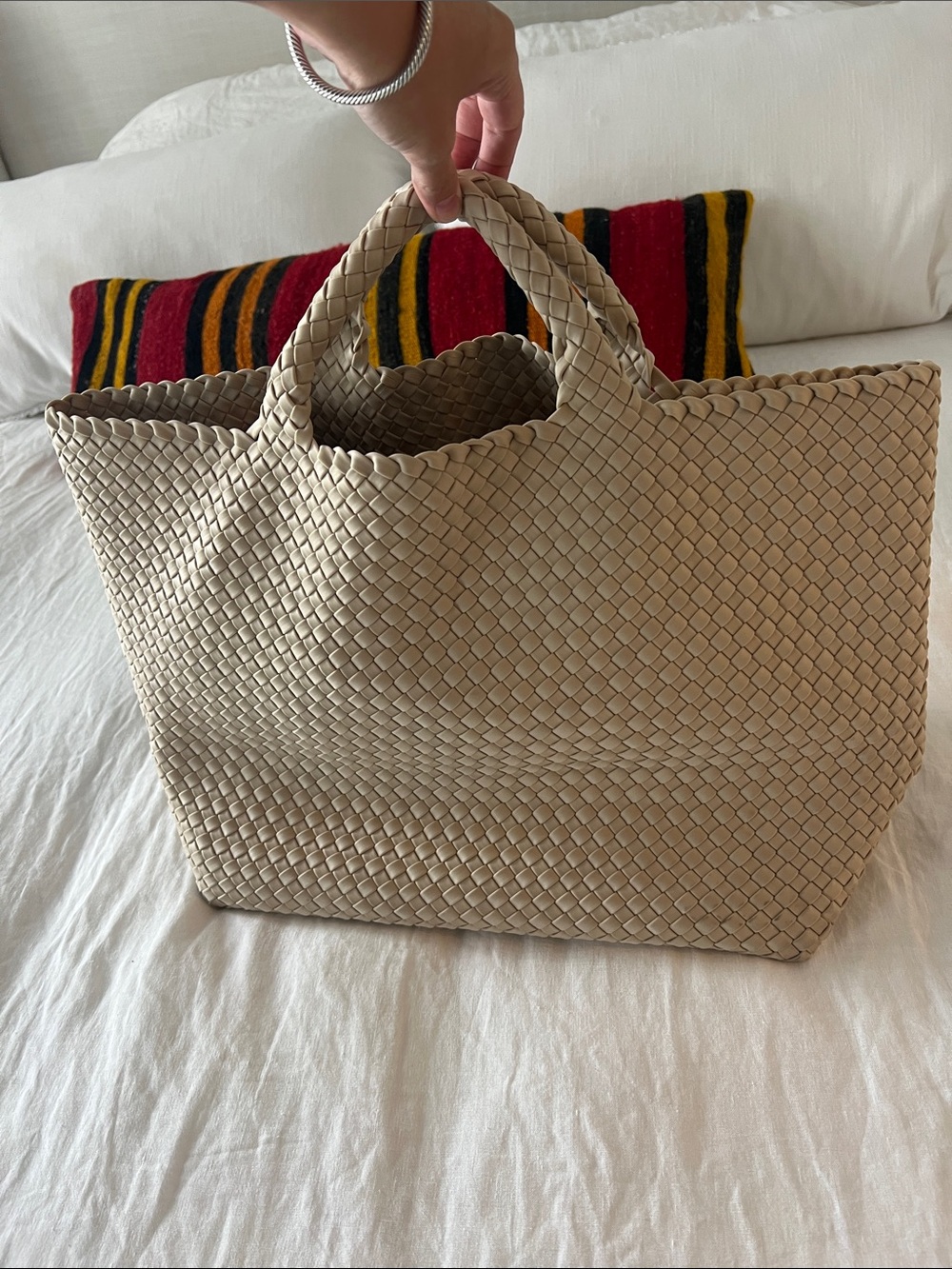 Naghedi Woven Tote in Beige - Picture 2 of 5